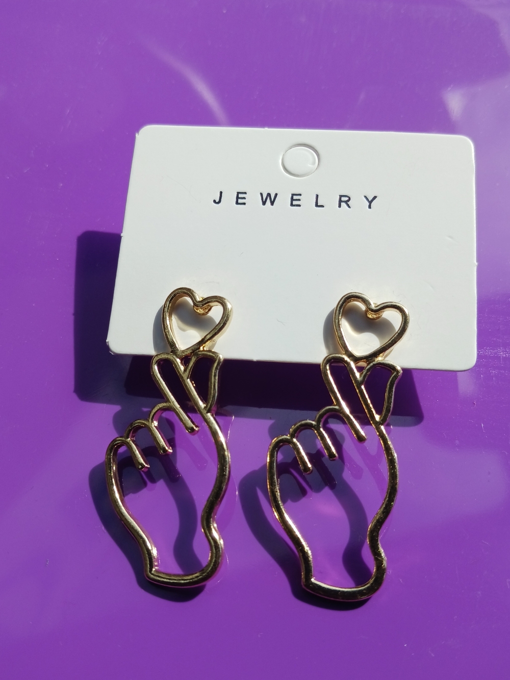 Gold Hand Outline Drop Earrings - Women's Fashion Jewelry